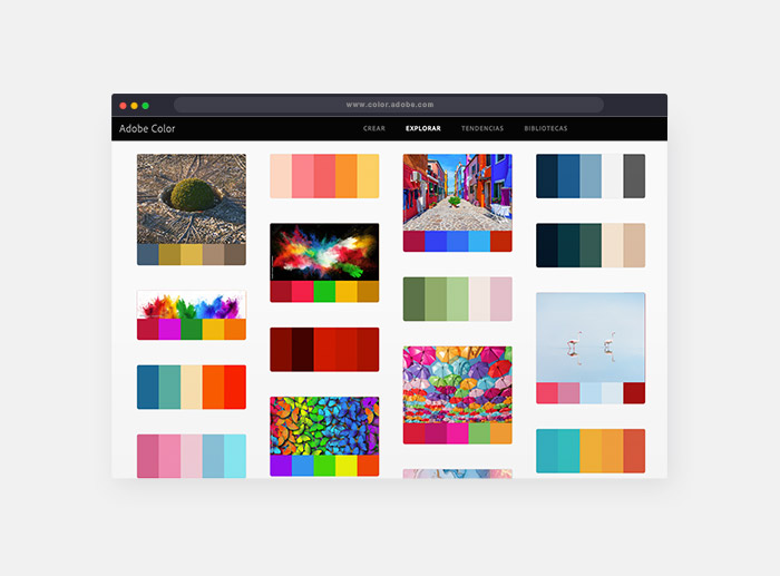 Adobe Color, Create color palettes with the color wheel or image, browse thousands of color combinations from the Adobe Color community