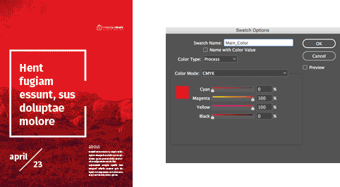 How to change the Main Color in Adobe InDesign